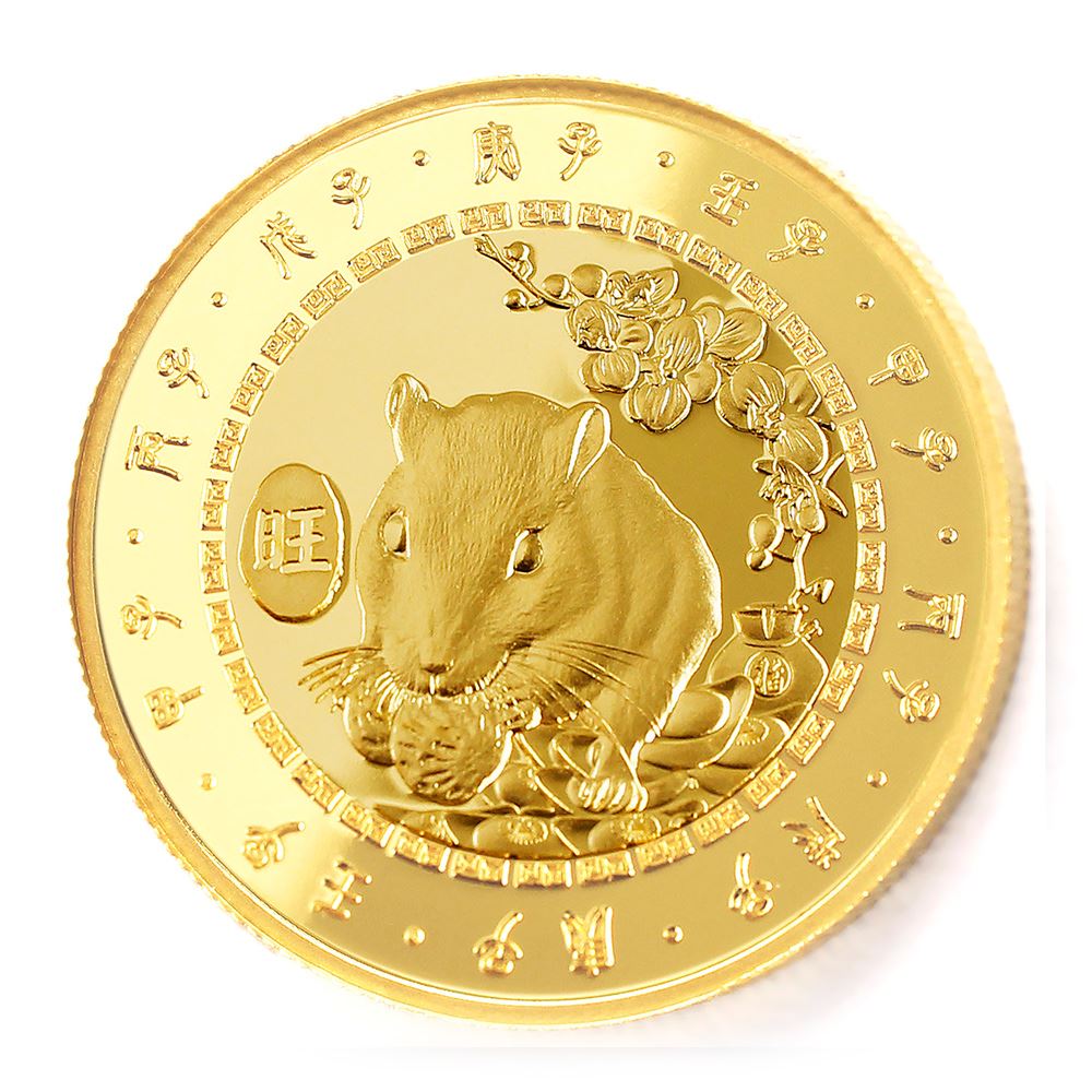 【金銅幣1】鼠年-鏡面雕刻32mm