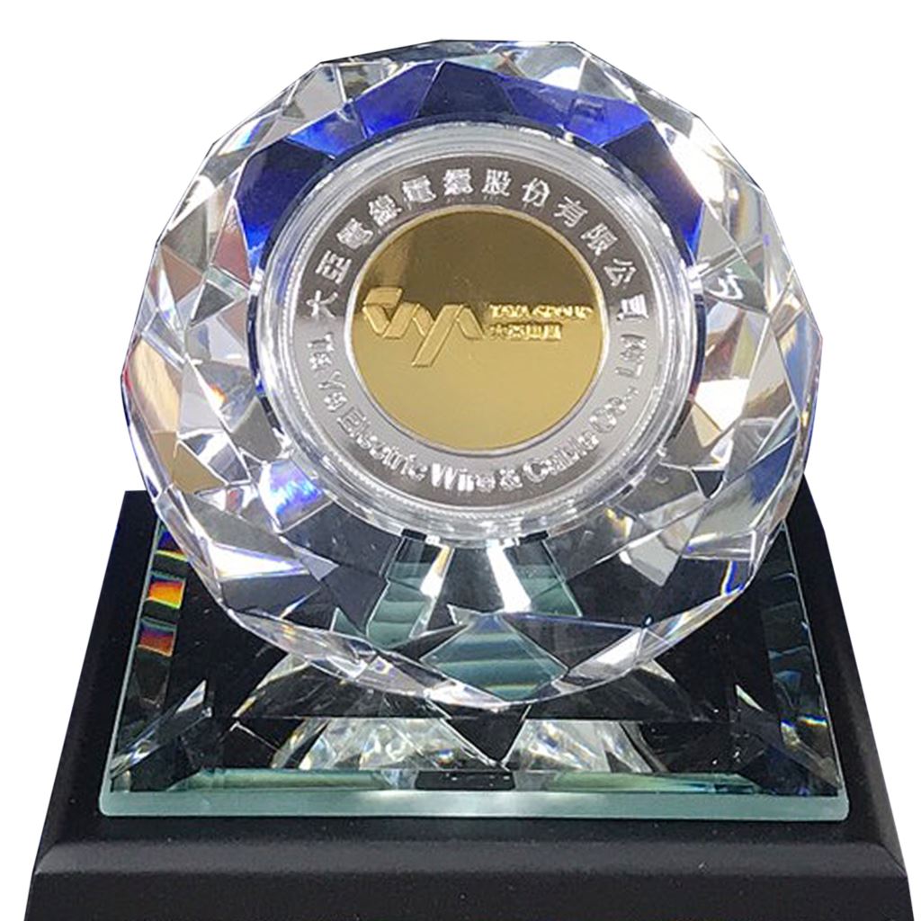 退休獎座鑲嵌金銀幣